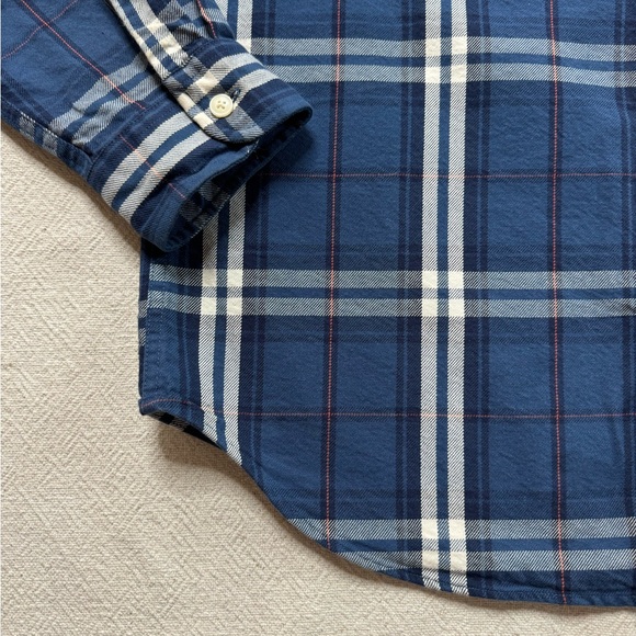 JCREW Men’s Heavyweight Flannel Blue Plaid Cotton Button Down Shirt XL - Picture 3 of 7